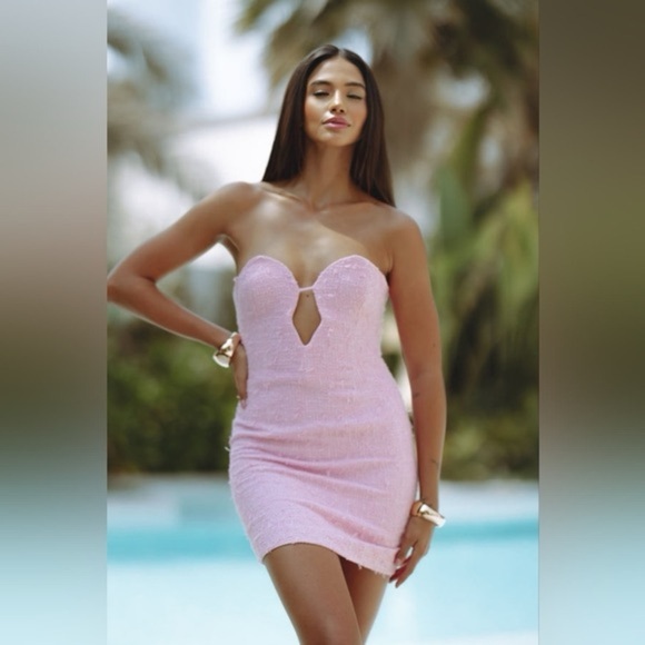 Bardot Pink Cut Out Backless Bodycon Dress size 6 Balletcore - Picture 1 of 4